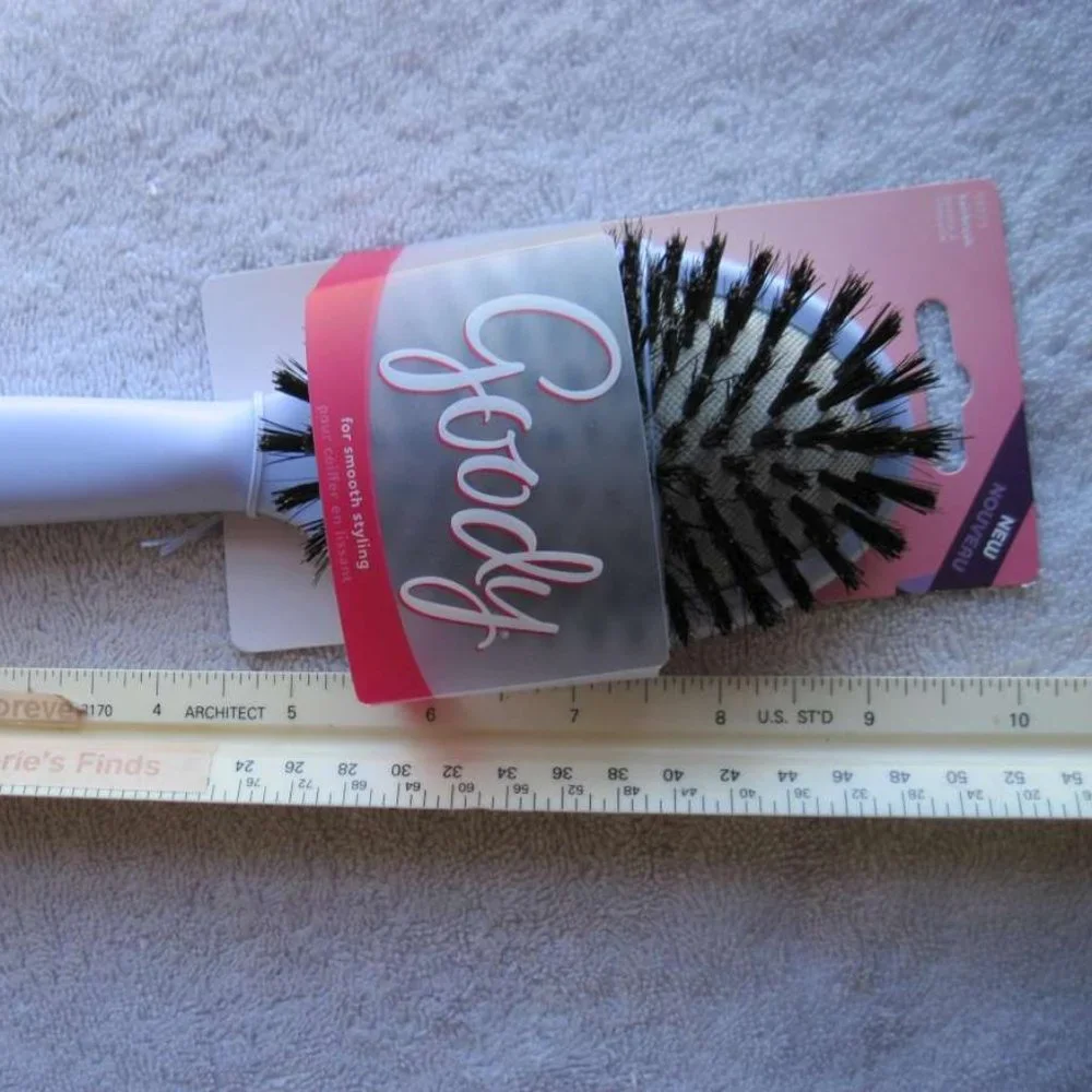 Goody Cushion Hair Brush Smooth Styling Soft Natural Boar Bristles White Plastic